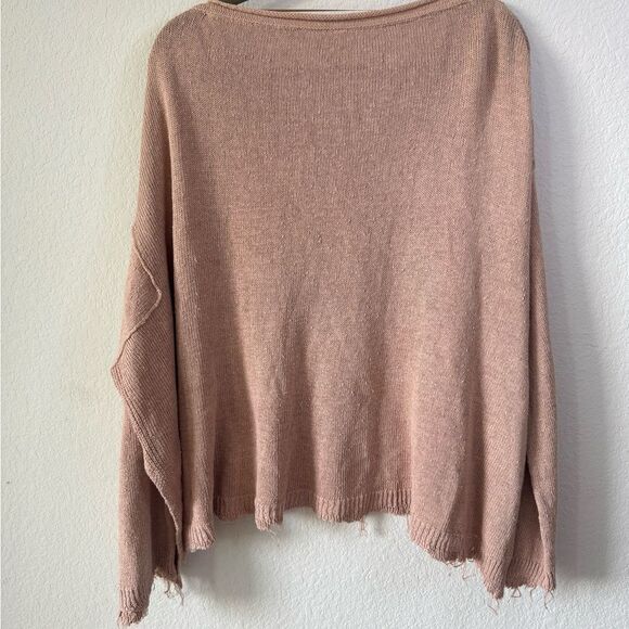 FREE PEOPLE Peach Prism Boxy Cropped Oversized Sweater S Pullover Boho Lagenlook - Picture 7 of 8
